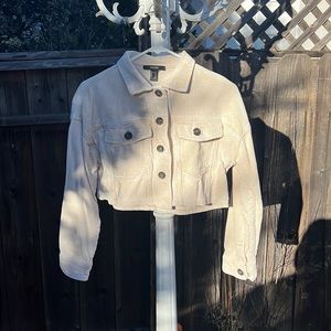 Cream Cropped Corduroy Jacket